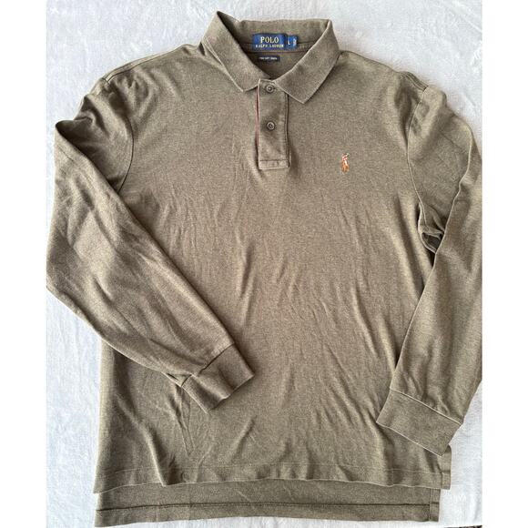 Polo Ralph Lauren Other - Polo Ralph Lauren Men’s L Polo Shirt Long Sleeves Olive Green Pima Soft Touch